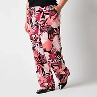 Liz Claiborne Womens Wide Leg Mid Rise Plus Drawstring Pant
