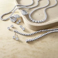 DiamonArt® 4 CT. T.W. White Cubic Zirconia Sterling Silver Round Earring Set