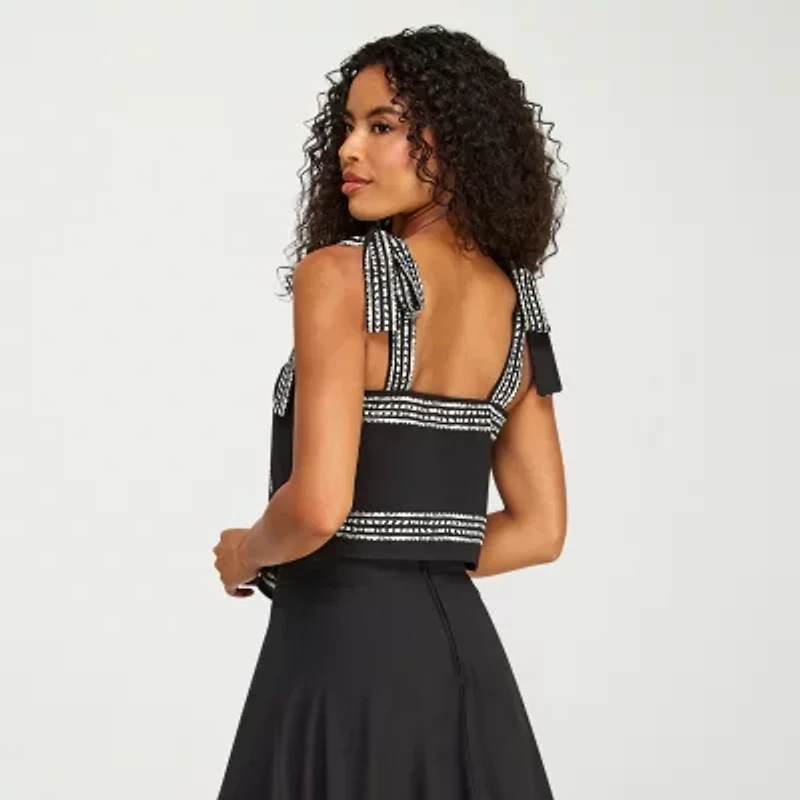 Premier Amour Womens Straight Neck Sleeveless Blouse