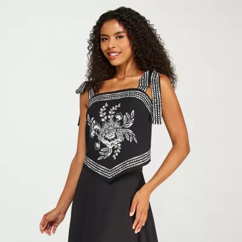 Premier Amour Womens Straight Neck Sleeveless Blouse