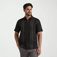 Cubavera Variegated Seersucker Stripe Mens Short Sleeve Regular Fit Button-Down Shirt