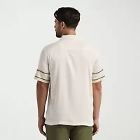 Cubavera Scenic Border Print Mens Short Sleeve Regular Fit Button-Down Shirt