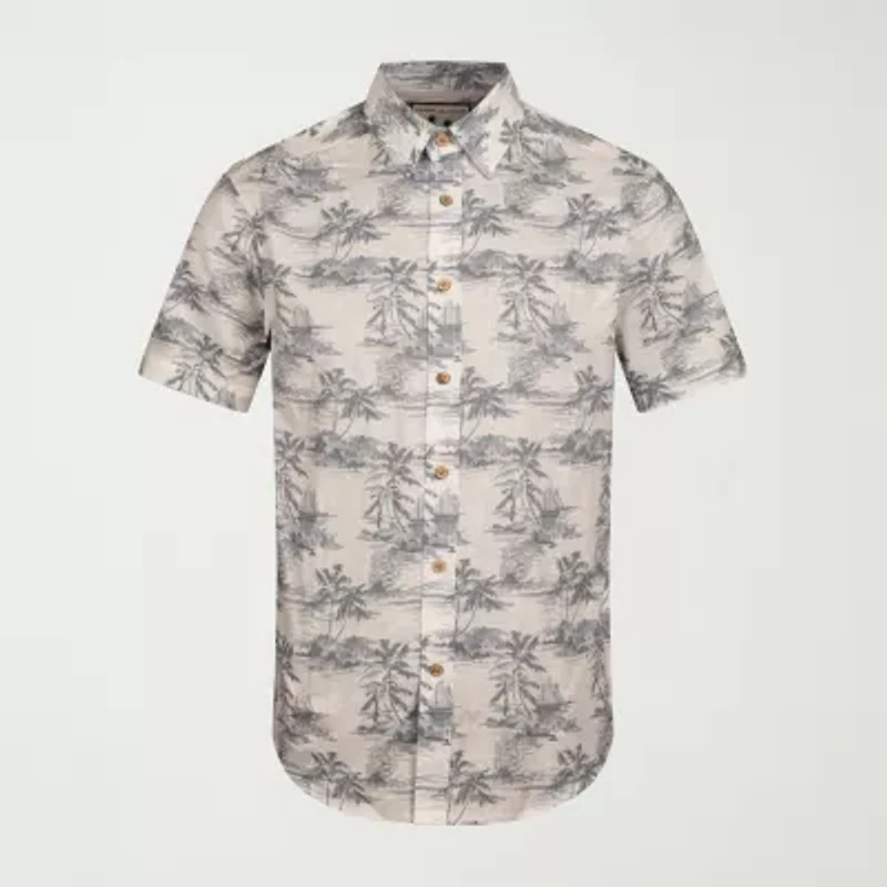 Report Collection Linen Blend Mens Modern Fit Easy Care Short Sleeve Dress Shirt