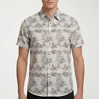 Report Collection Linen Blend Mens Modern Fit Easy Care Short Sleeve Dress Shirt