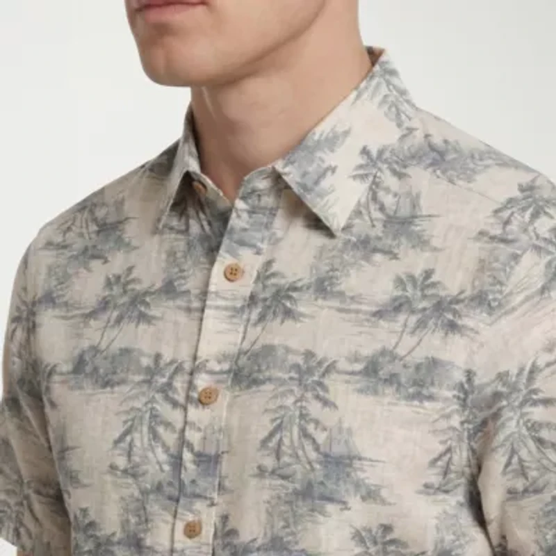 Report Collection Linen Blend Mens Modern Fit Easy Care Short Sleeve Dress Shirt