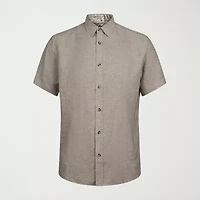Report Collection Linen  Blend Mens Modern Fit Easy Care Short Sleeve Dress Shirt