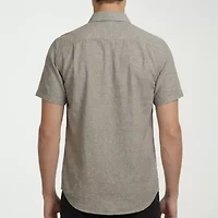 Report Collection Linen  Blend Mens Modern Fit Easy Care Short Sleeve Dress Shirt