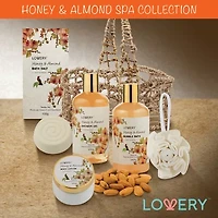 Lovery Honey & Almond Home Bath Gift Set - 7pc Handmade Spa Kit