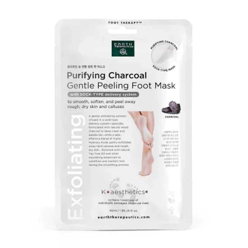 Earth Therapeutics Charcoal Gentle Peeling Foot Mask
