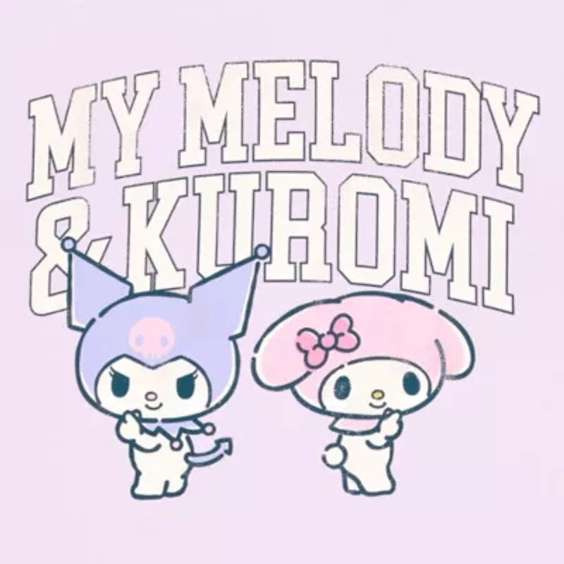 Grayson Threads, The Label Womens Juniors Crew Neck Short Sleeve Loose Fit Kuromi My Melody Graphic T-Shirt