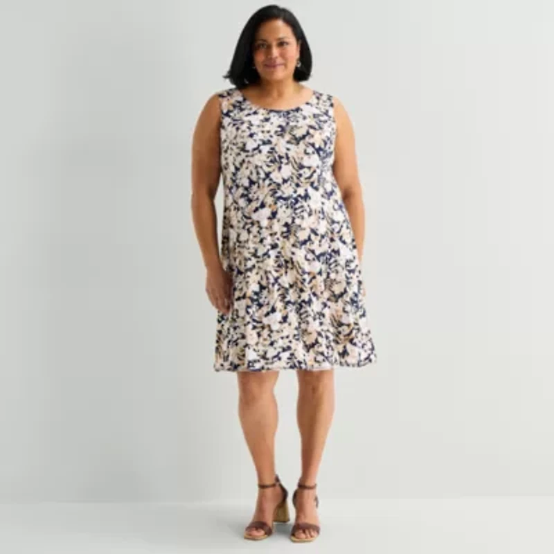 Perceptions Womens Plus Floral Jacket Dress