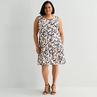 Perceptions Womens Plus Floral Jacket Dress