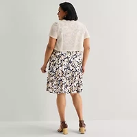 Perceptions Womens Plus Floral Jacket Dress