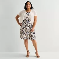 Perceptions Womens Plus Floral Jacket Dress