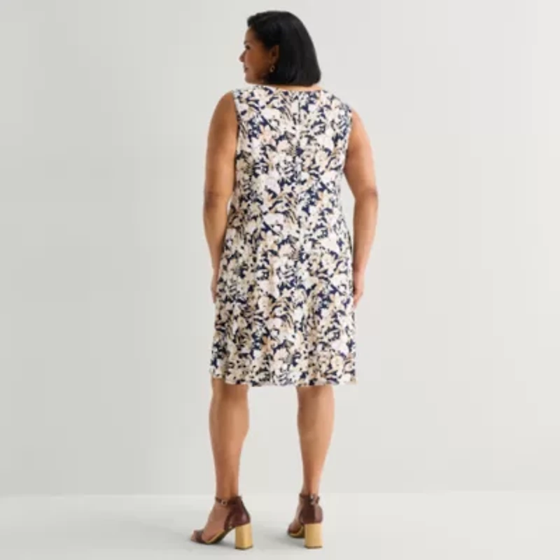 Perceptions Womens Plus Floral Jacket Dress