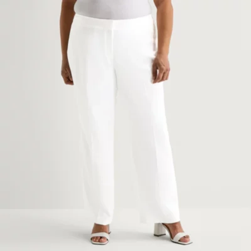 Black Label by Evan-Picone Trouser Womens Plus Classic Fit Wide Leg Suit Pant