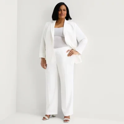 Black Label by Evan-Picone Trouser Womens Plus Classic Fit Wide Leg Suit Pant