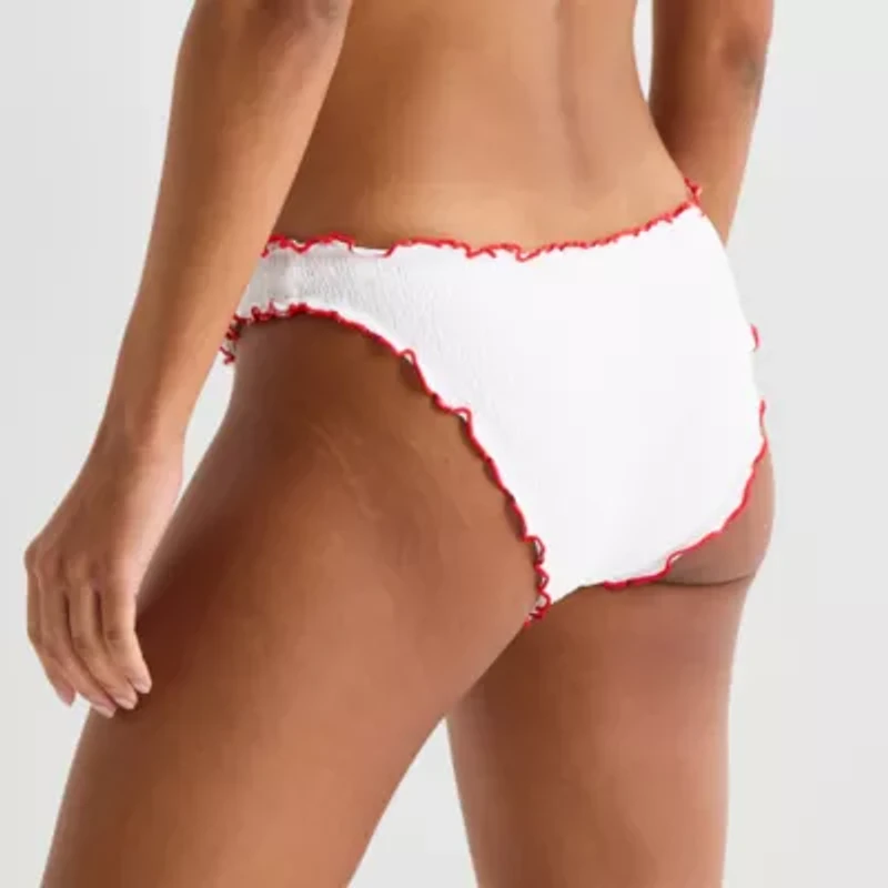 Arizona Womens Lined Textured Juniors Hipster Bikini Swimsuit Bottom