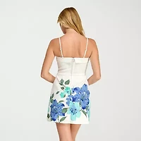 Trixxi Womens Juniors Square Neck Sleeveless Casual Floral Bodycon Dress
