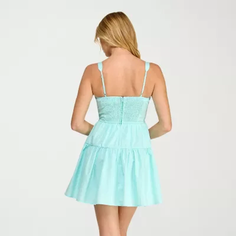Trixxi Womens Juniors Sweetheart Neck Sleeveless Fit + Flare Dress