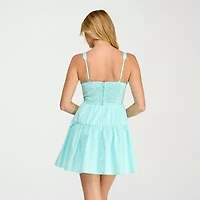 Trixxi Womens Juniors Sweetheart Neck Sleeveless Fit + Flare Dress