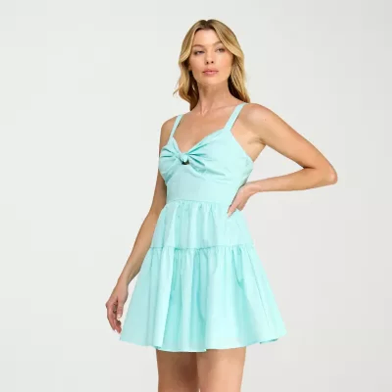Trixxi Womens Juniors Sweetheart Neck Sleeveless Fit + Flare Dress