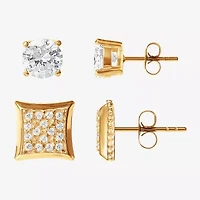 Shaquille O'Neal XLG Mens Cubic Zirconia Stainless Steel 2 Pair Earring Set
