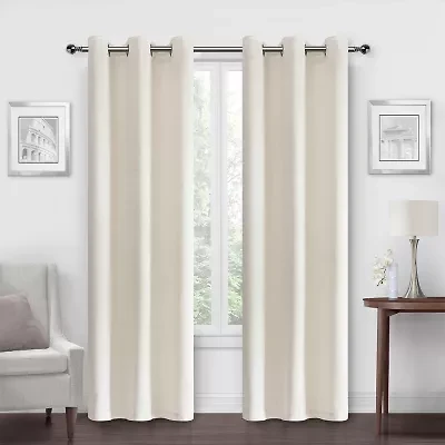 Regal Home Peninsula Faux Suede Grommet Top Energy Saving Blackout Set of 2 Curtain Panel