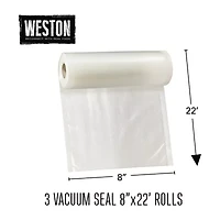 Weston 3-Pack 8" X 22' Vacuum Sealer Bag Rolls