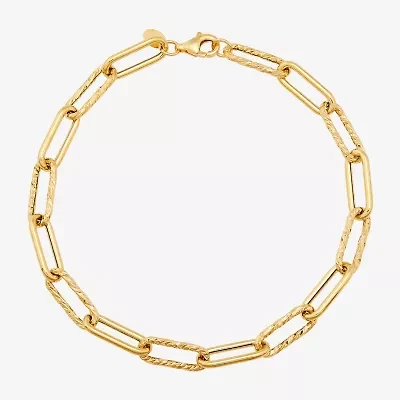 Gold Addiction Womens 14K Gold 8 Inch Hollow Paperclip Chain Bracelet