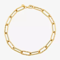 Gold Addiction Womens 14K Gold 8 Inch Hollow Paperclip Chain Bracelet
