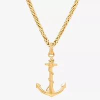 Gold Opulence Mens 10K Gold Anchor Pendant Necklace