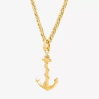 Gold Opulence Mens 10K Gold Anchor Pendant Necklace