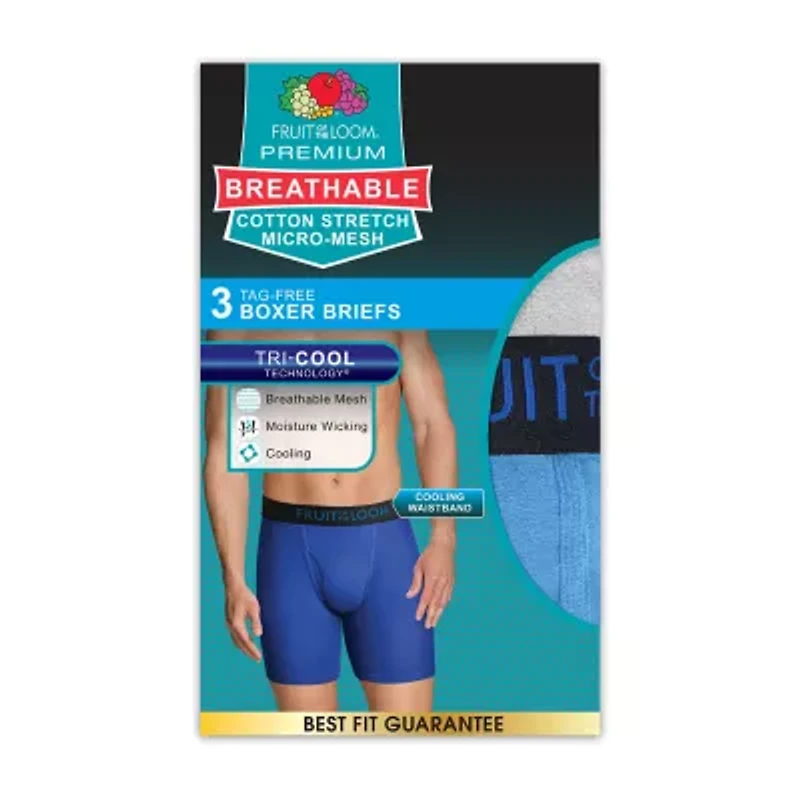 Fruit of the Loom Breathable Stretch Mens 3 Pack Boxer Briefs Bp3bb76