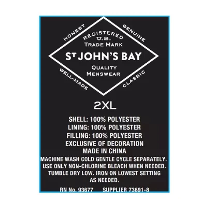 St. John's Bay Cargo Mens Midweight Big and Tall Puffer Vest