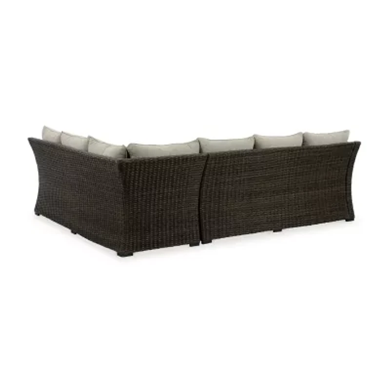 Signature Design by Ashley® Brook Ranch 3-pc. Outdoor Sofa Sectional and Bench with Cushions
