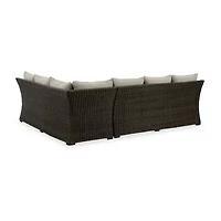 Signature Design by Ashley® Brook Ranch 3-pc. Outdoor Sofa Sectional and Bench with Cushions
