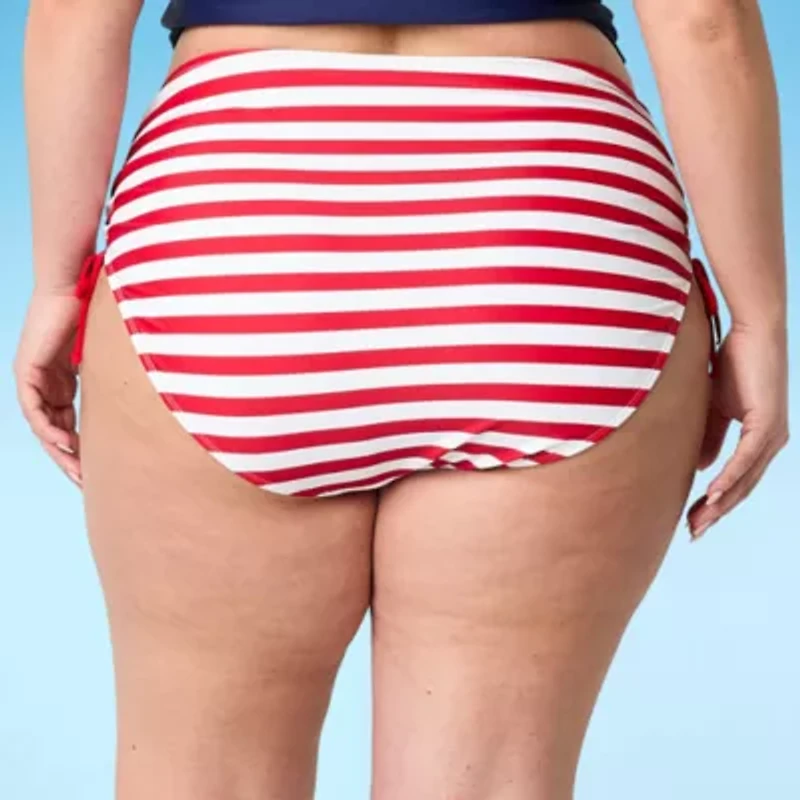 Outdoor Oasis Womens Striped Plus Bikini Swimsuit Bottom