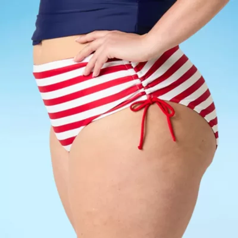 Outdoor Oasis Womens Striped Plus Bikini Swimsuit Bottom