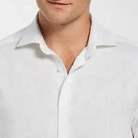 Cubavera Travelselect Linen-Blend Mens Long Sleeve Regular Fit Button-Down Shirt
