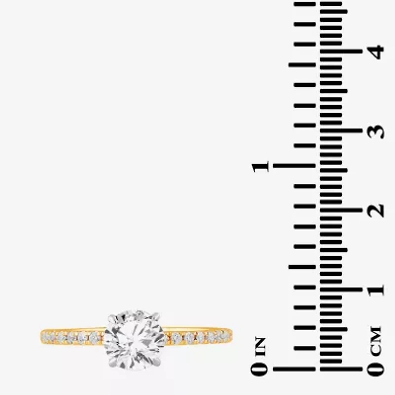 (G-H / Si1-Si2) Womens 2 1/4 CT. T.W. Lab Grown White Diamond 14K Gold Round Side Stone Engagement Ring