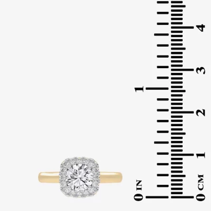 1 CT. T.W. Lab-Grown (G-H / SI1-SI2) Diamond Cushion Halo Engagement Ring 10K Gold