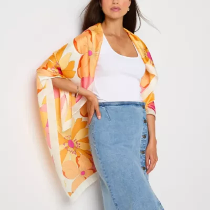 Mixit Large Square Satin Like Scarf Floral Square Scarf