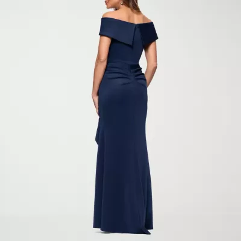 DJ Jaz Off The Shoulder Womens Short Sleeve Evening Gown