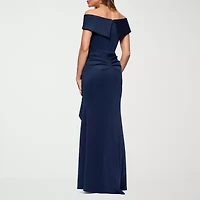 DJ Jaz Off The Shoulder Womens Short Sleeve Evening Gown