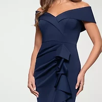 DJ Jaz Off The Shoulder Womens Short Sleeve Evening Gown