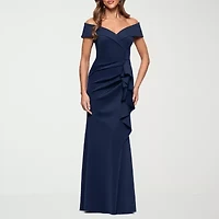DJ Jaz Off The Shoulder Womens Short Sleeve Evening Gown