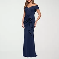 DJ Jaz Off The Shoulder Womens Short Sleeve Evening Gown