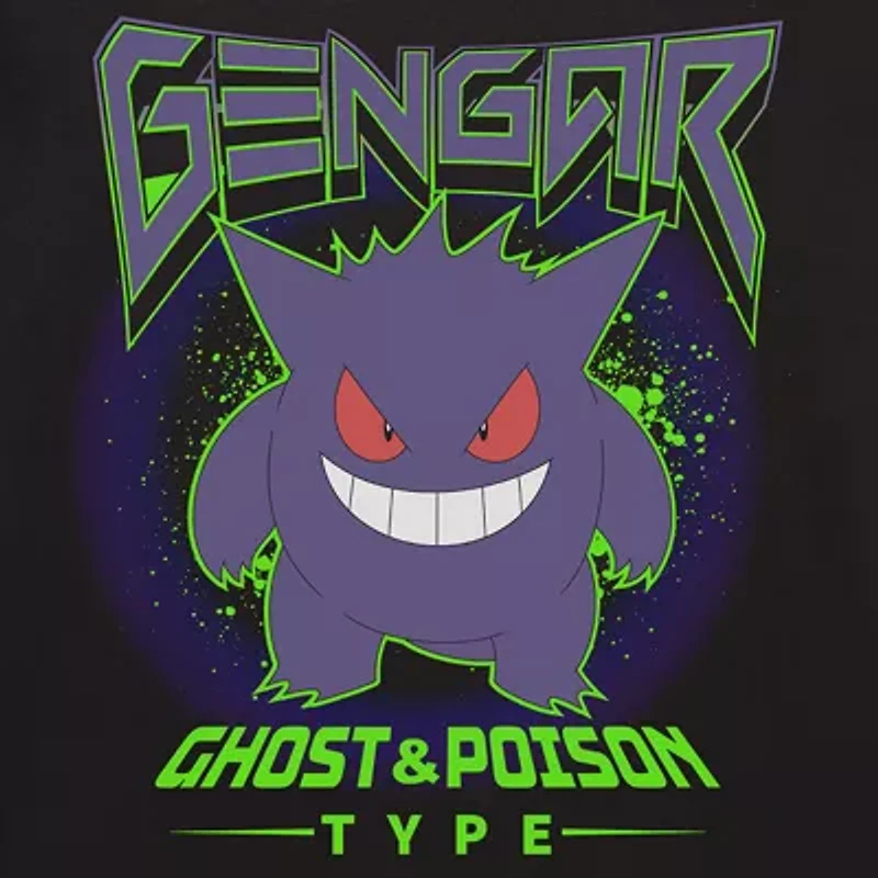 Gengar Little & Big Kid Boys Crew Neck Short Sleeve Regular Fit Pokeman Graphic T-Shirt