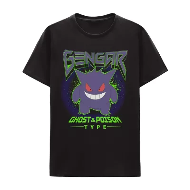 Gengar Little & Big Kid Boys Crew Neck Short Sleeve Regular Fit Pokeman Graphic T-Shirt